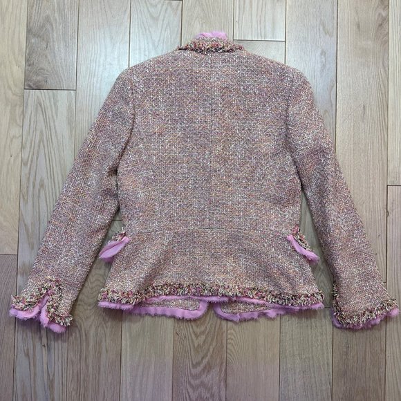 Dana Buchman Pink Raw Edge Boucle Tweed Jacket | Size 4 - Picture 4 of 11